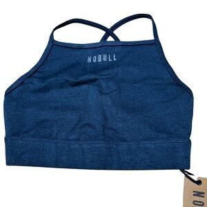 NoBull Women's Matte High Neck Sports Bra Heathered Blue Size XS New With Tags